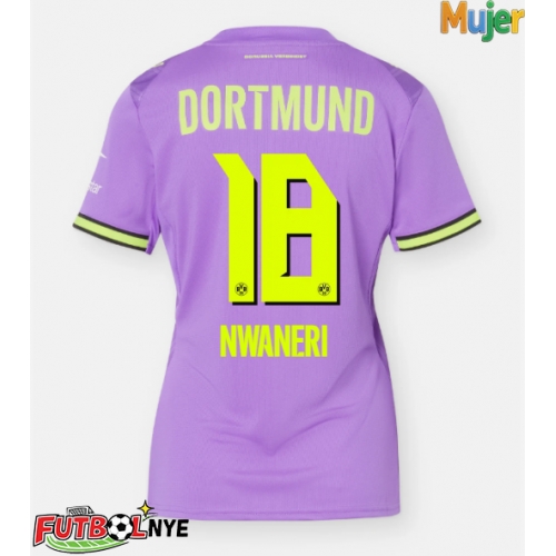 Camiseta Borussia Dortmund Ethan Nwaneri #18 Tercera Equipación para mujer 2026-27 manga corta